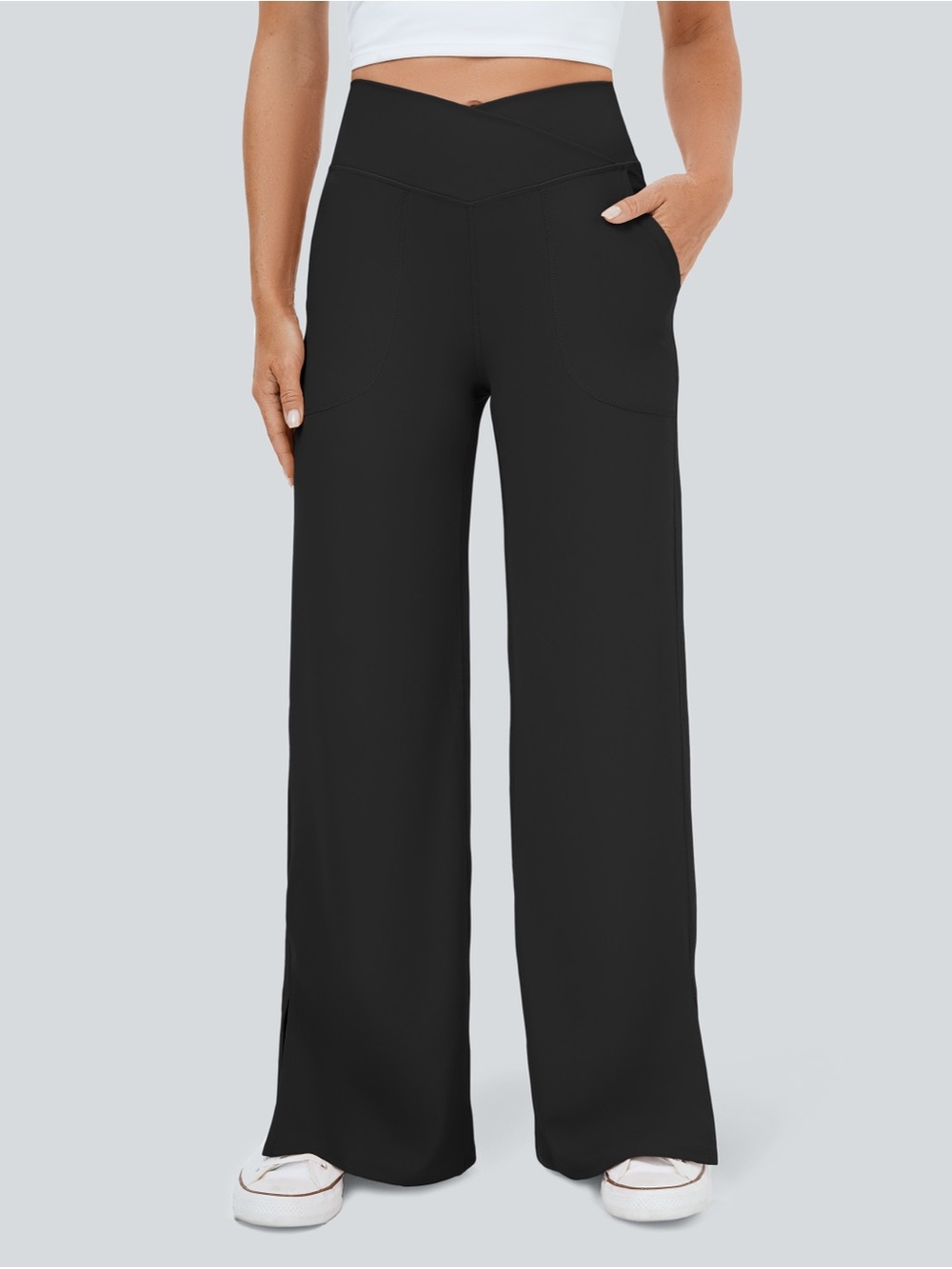 Halara DayStretch Crossover Pocket Hem Wide Leg Yoga Pants - Picture 4 of 8